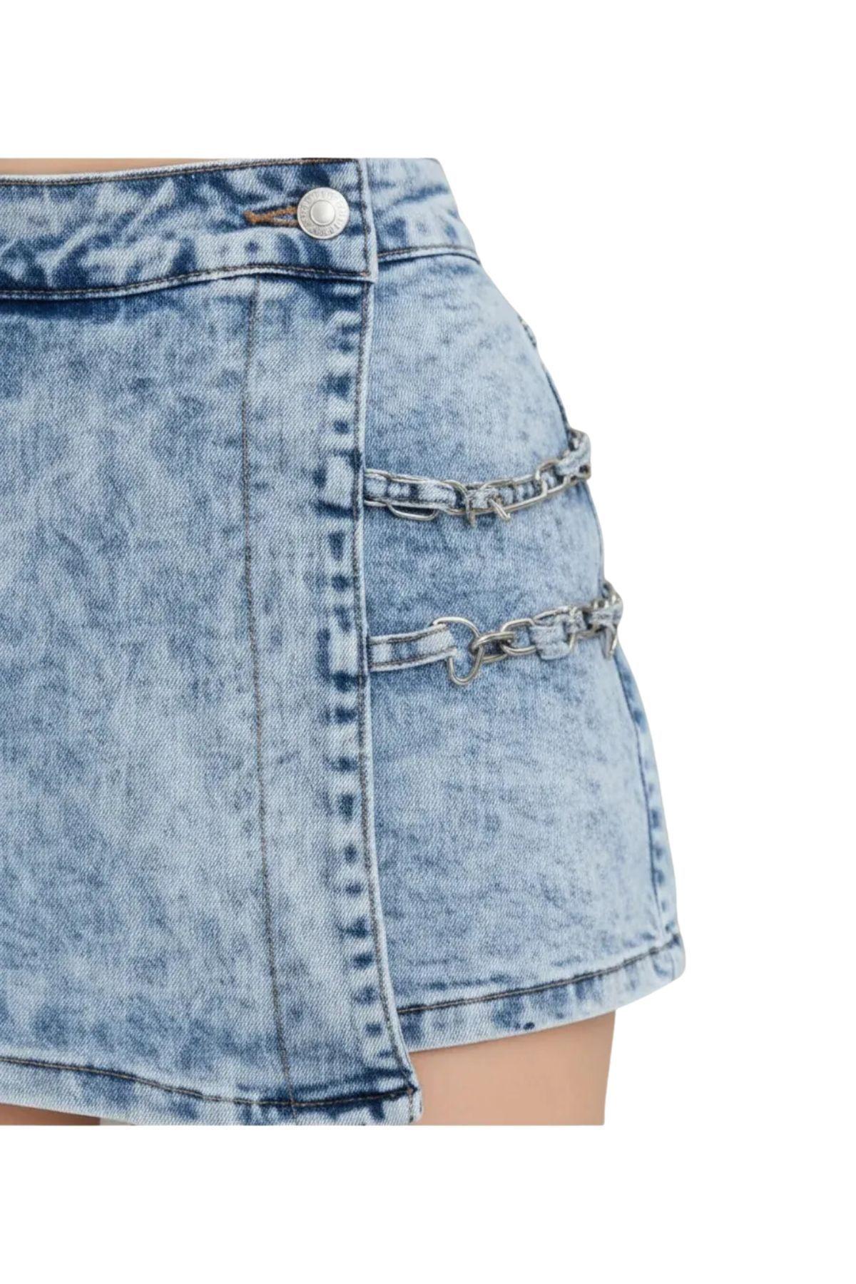 Mini Falda Short Jeans. Mujer Full Elasticada Tendencias 6017-3