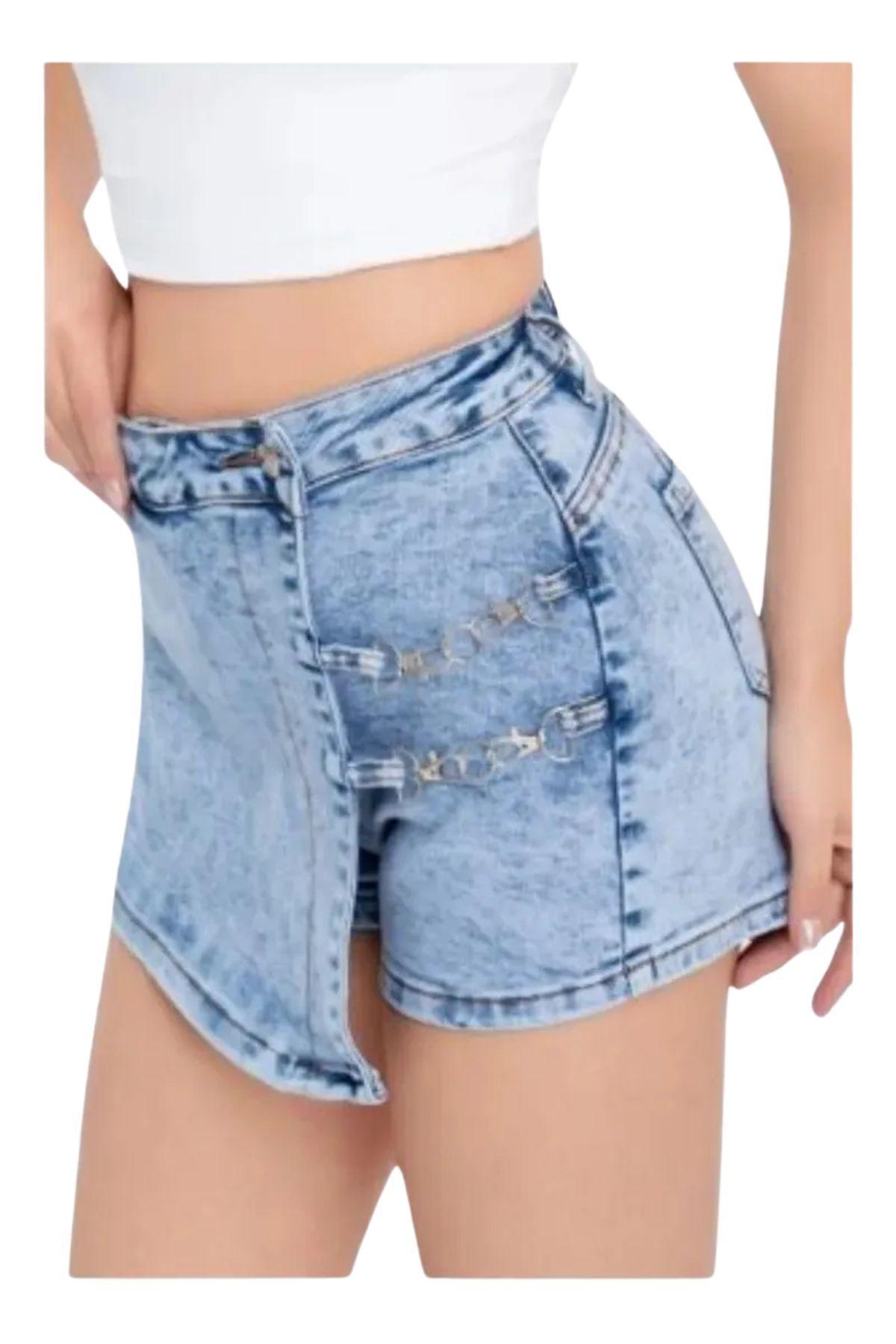 Mini Falda Short Jeans. Mujer Full Elasticada Tendencias 6017-4