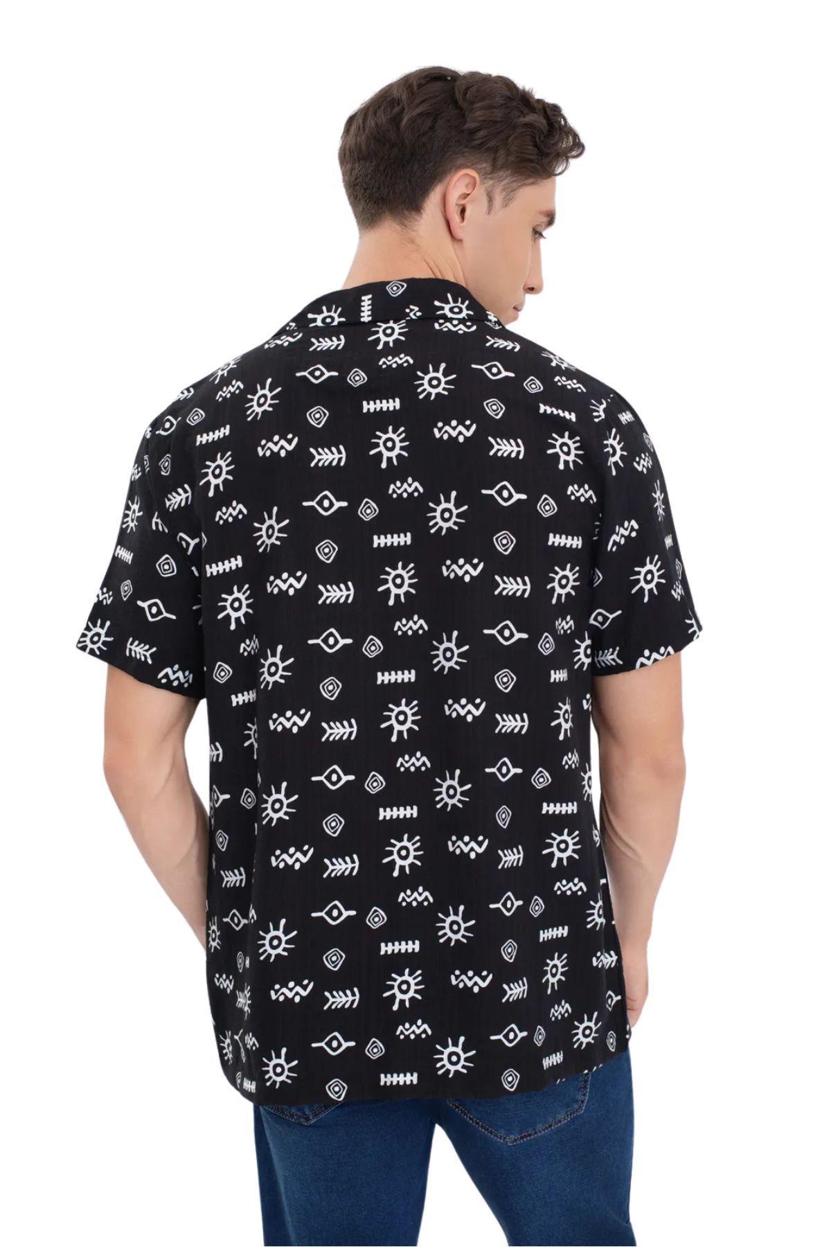 Camisa Hombre Casual, Diseño Adinkra. Tipo Playa Verano 0196-2