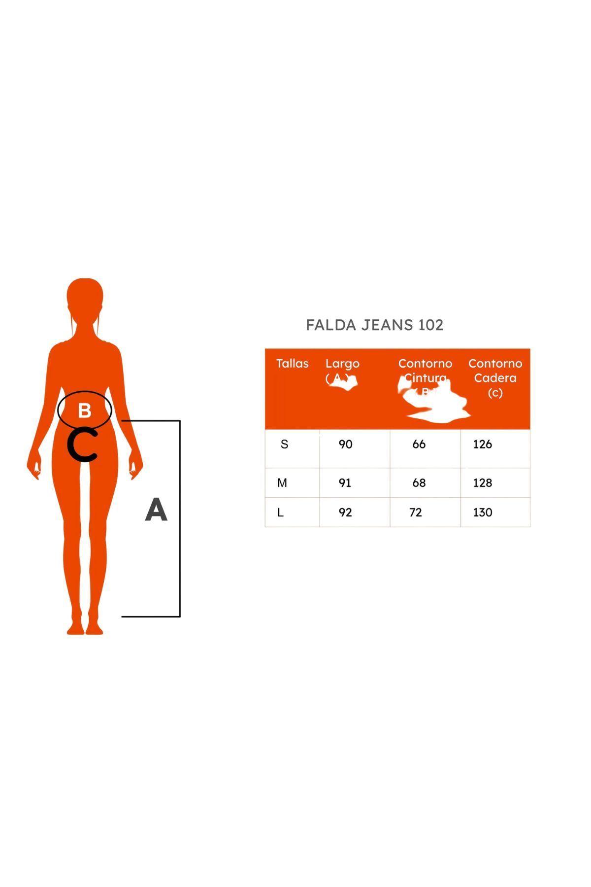 Falda Larga Ancha, Tipo Jeans, Cintura Alta. Juvenil 102-2