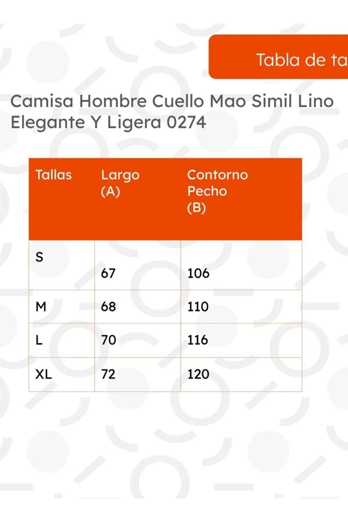 Camisa Hombre Cuello Mao Simil Lino Elegante Y Ligera 0274-7
