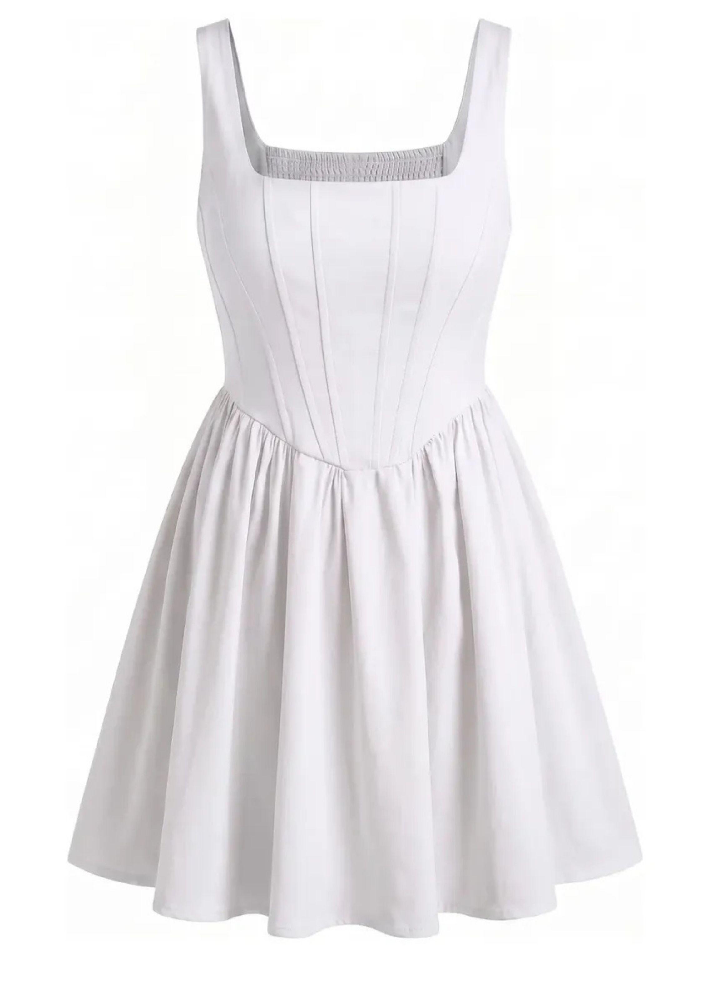 Vestido Corto Mujer, Escote Cuadrado Y Breteles Ajustables 3365-6
