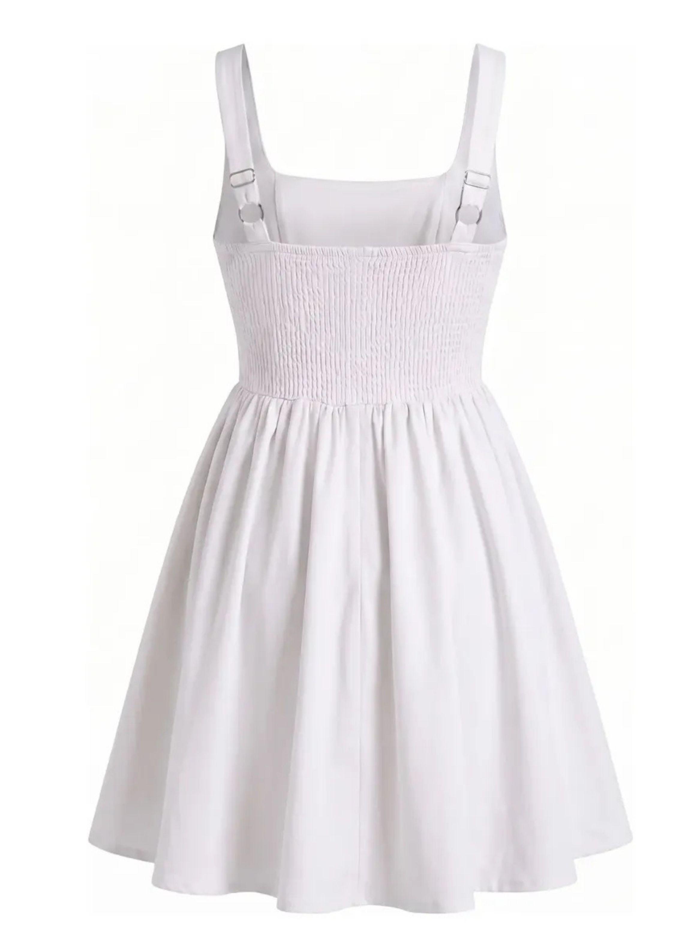Vestido Corto Mujer, Escote Cuadrado Y Breteles Ajustables 3365-7