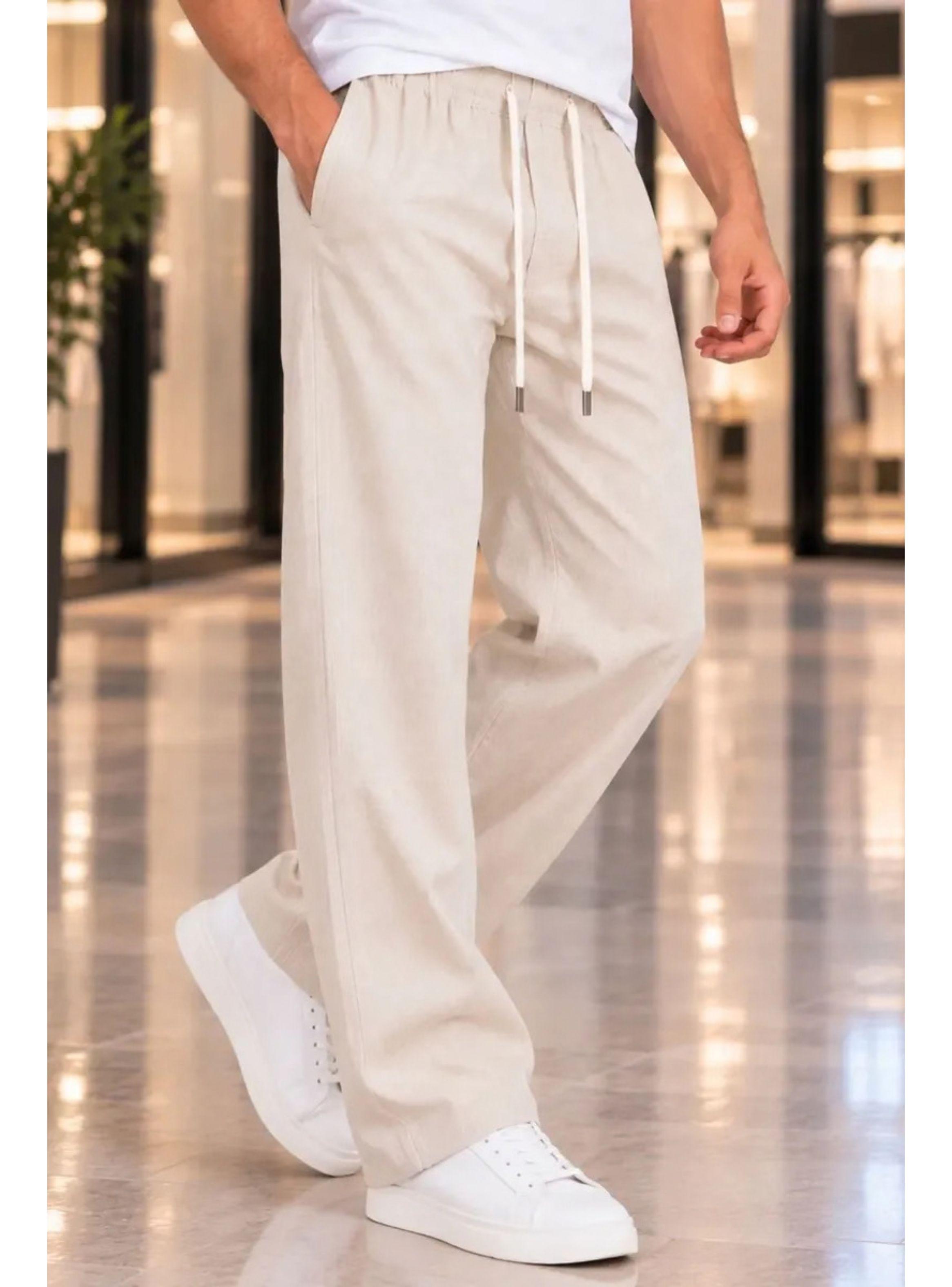 Pantalón Lino Hombre Corte Recto Pretina Elasticada Premium 4032-2