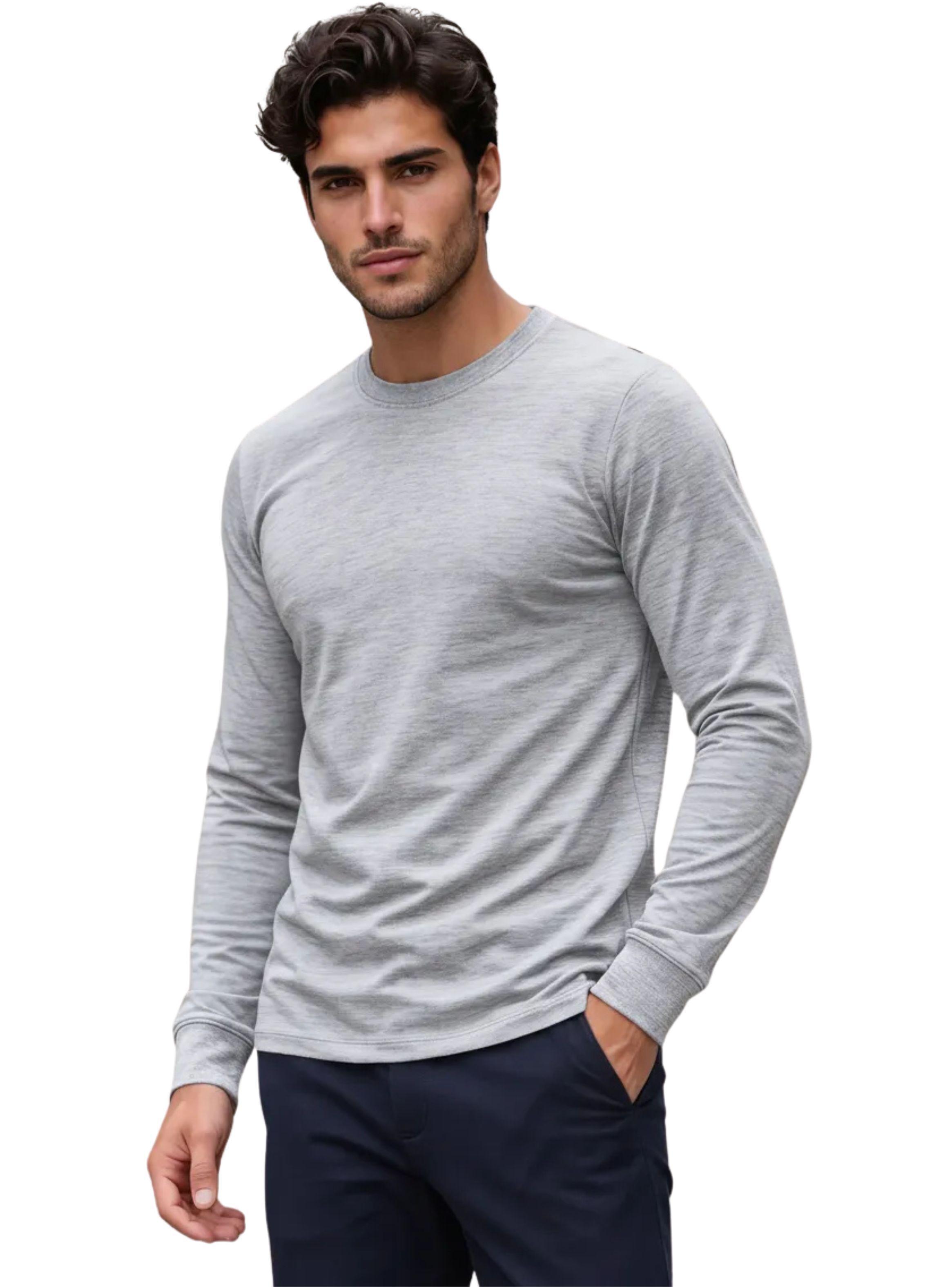 Camiseta Manga Larga Algodón, Negra, Gris, Blanco. Adulto 11-0