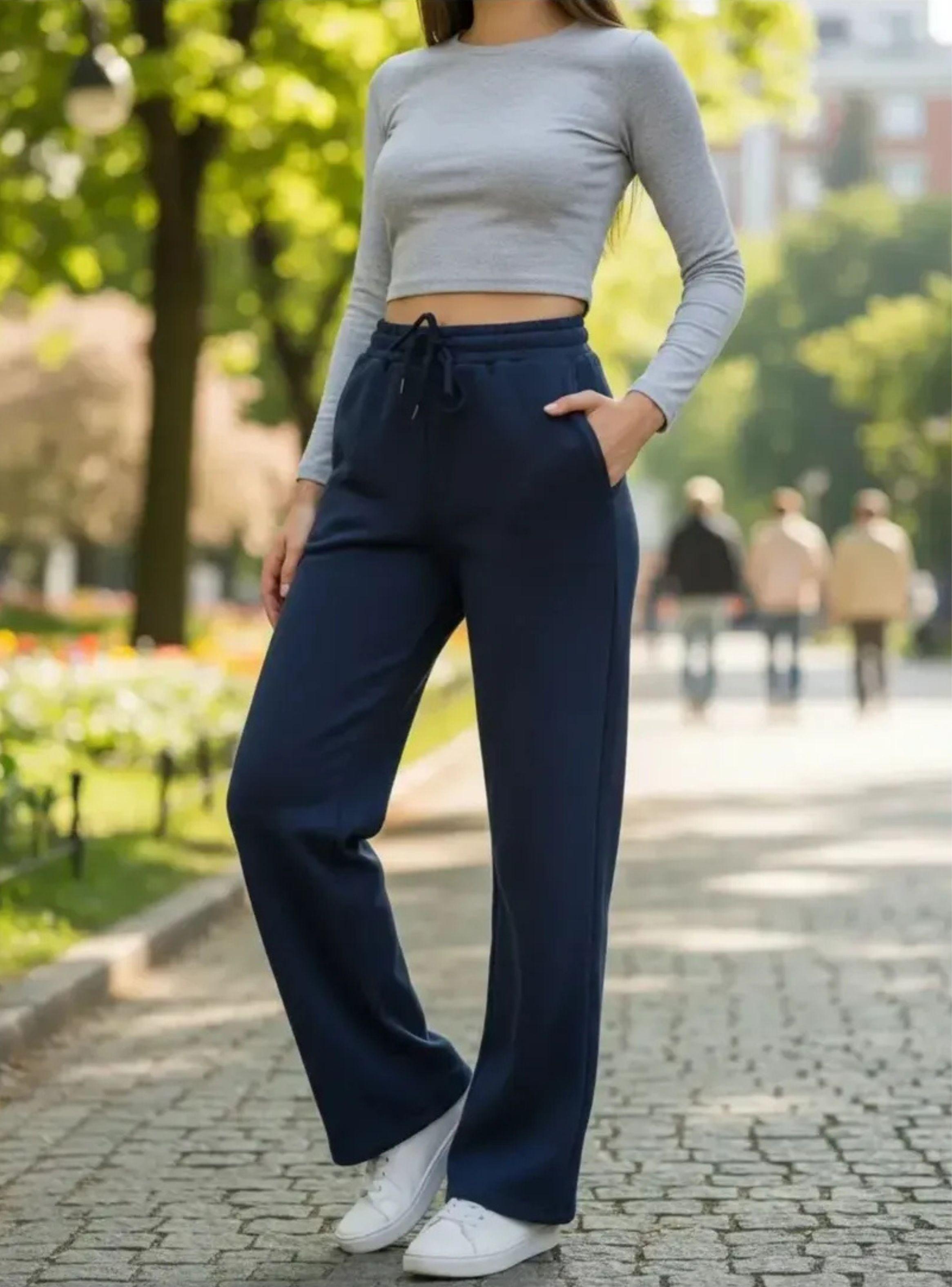 Pantalón Recto Jogger Buzo Mujer Algodón Forro Polar 138-1