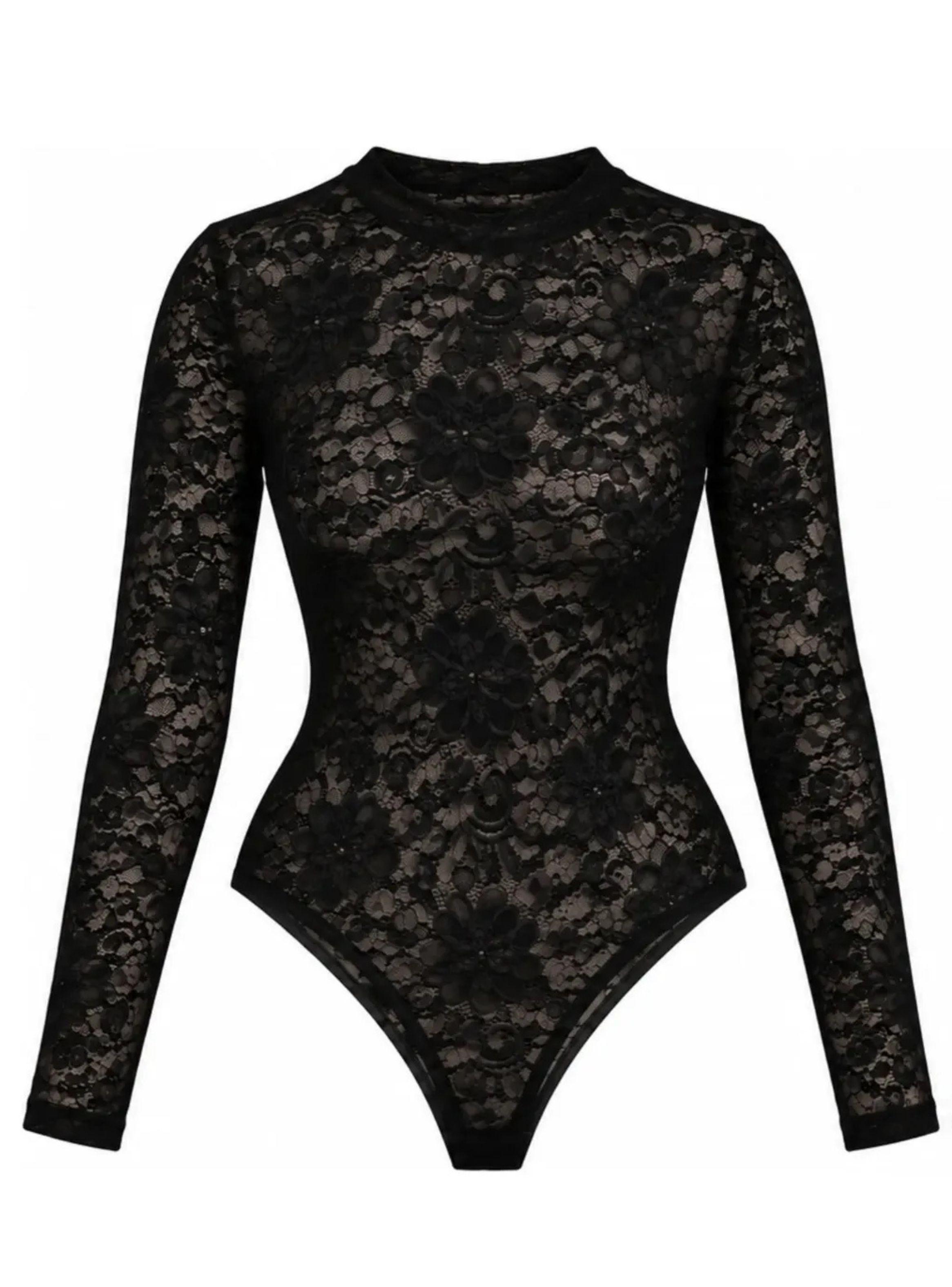 Body Mujer Encaje Manga Larga Cuello Alto Elegante Premium 2069-7