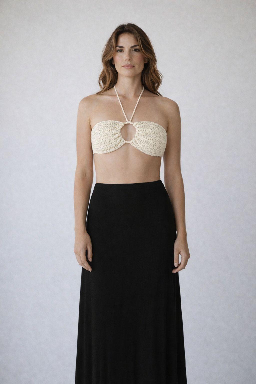 Brasil Top de baño Bikini Mujer Crochet Artesanal crema-2