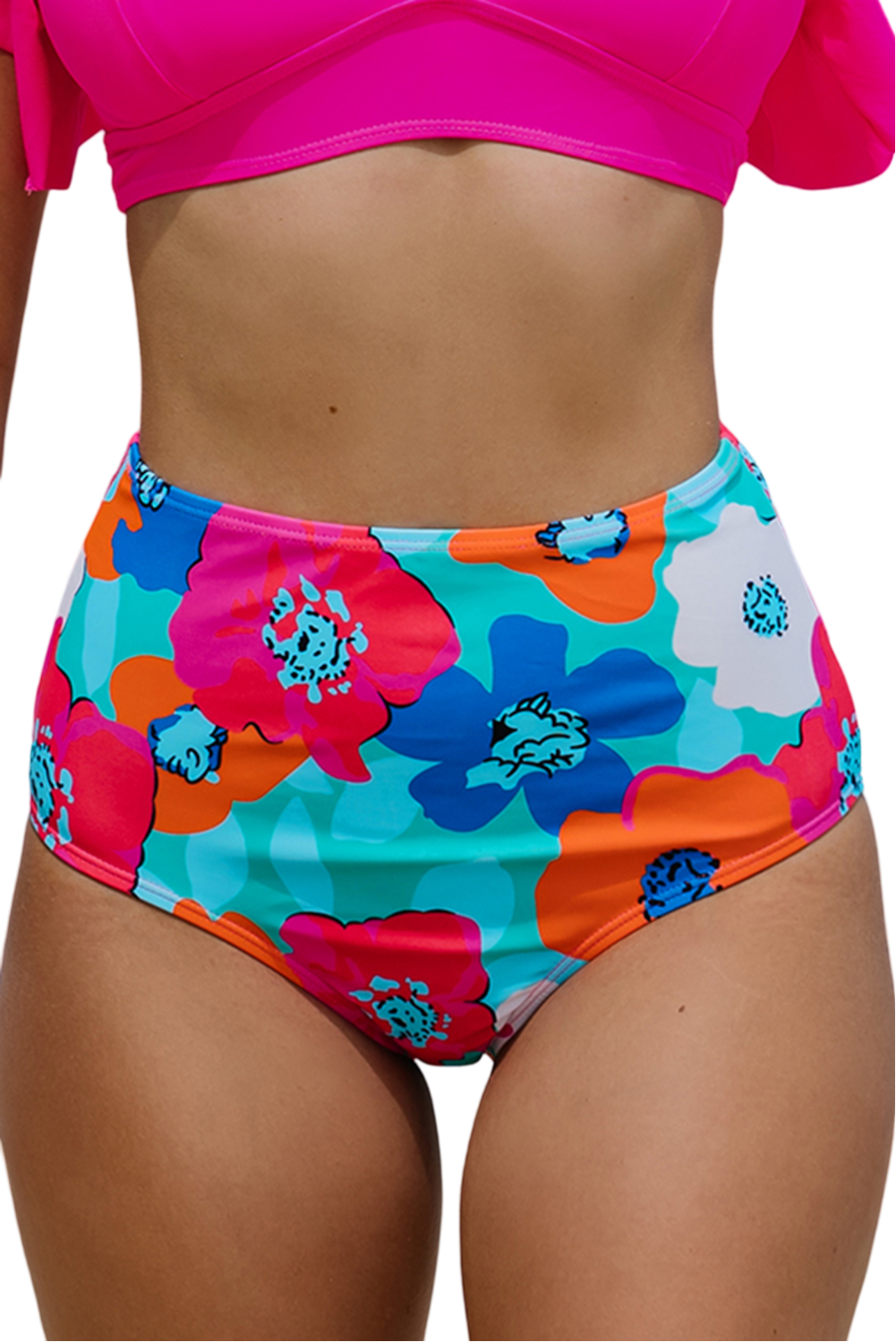 Calzon Bottom De Baño Talle Alto Control Floral Gloriahoon-0