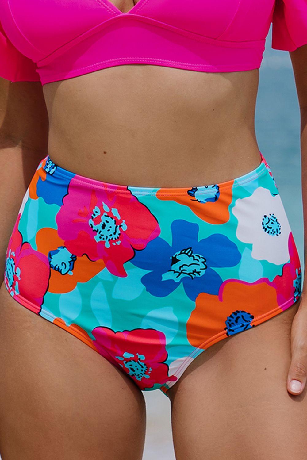 Calzon Bottom De Baño Talle Alto Control Floral Gloriahoon-4