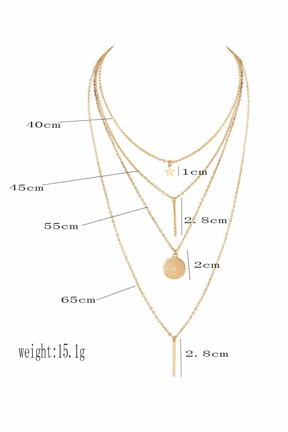 Collar Colgante Capas Escalonadas Gold Sexy Gloriahoon-1