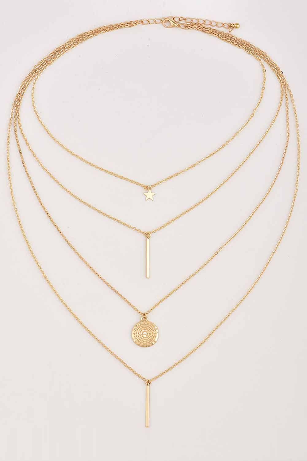 Collar Colgante Capas Escalonadas Gold Sexy Gloriahoon-3