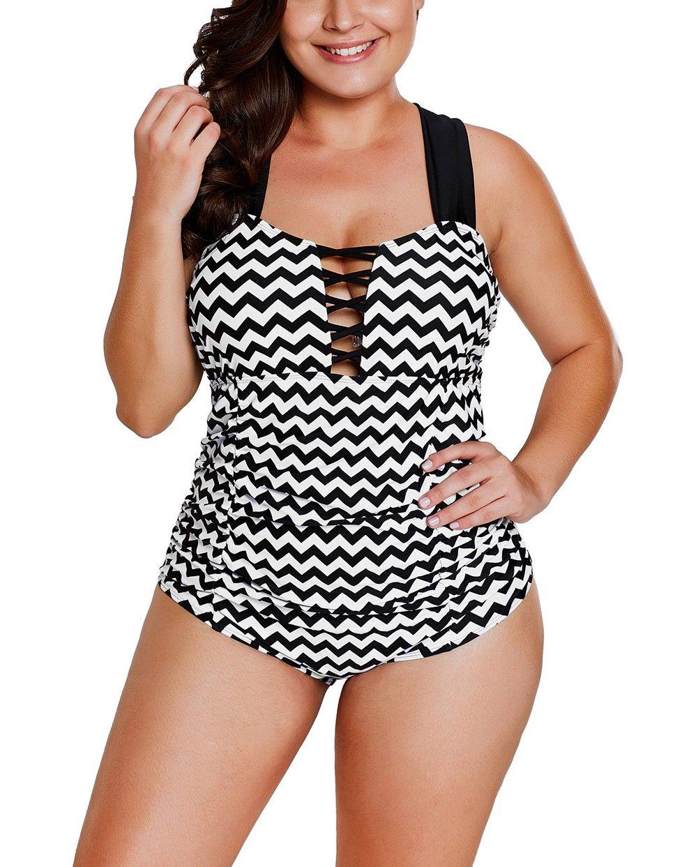 Traje De Baño Mujer Sexy Zig Zag Gloriahoon Talla M-2