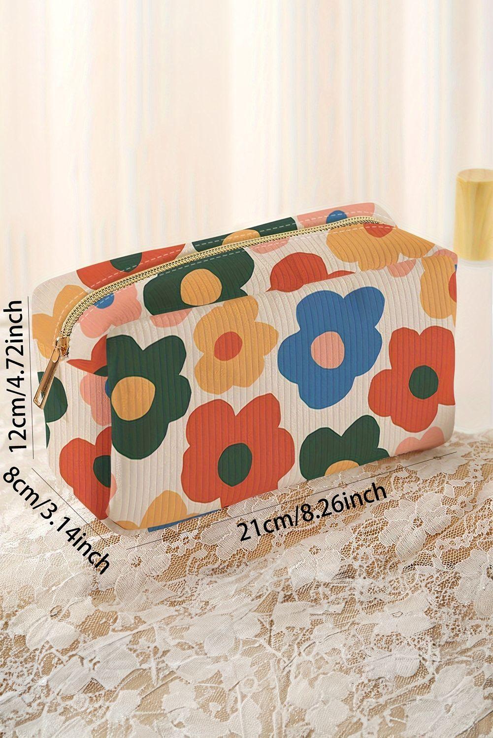 Cosmetiquero Maquillaje Square tela pana flores Gloriahoon-3