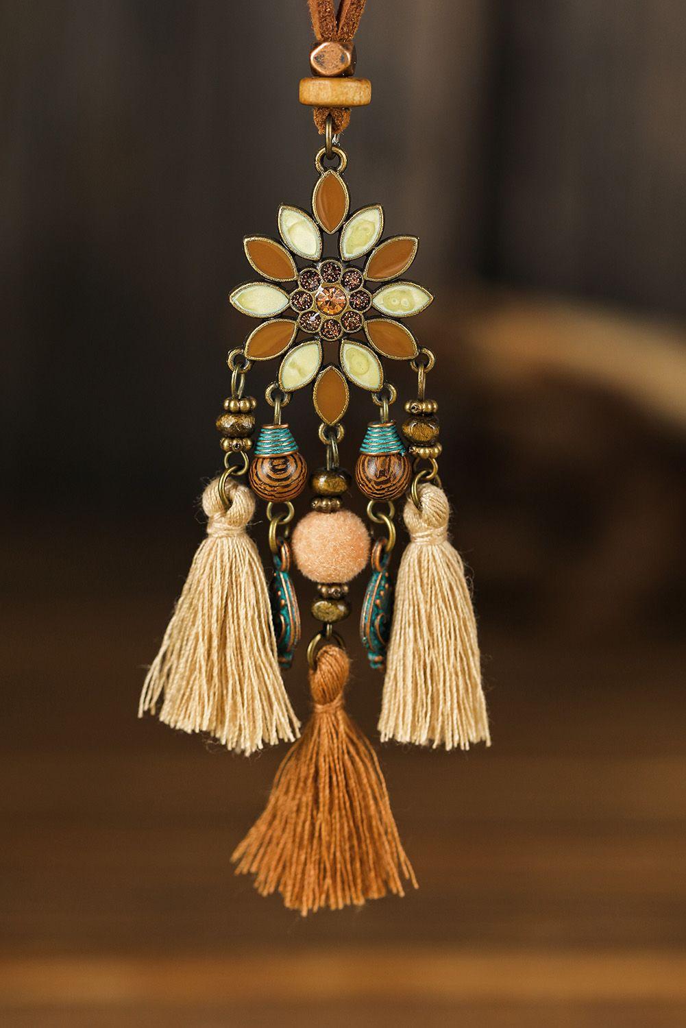 Collar 3 Piezas con colgante borlas retro bohemio Gloriahoon-7