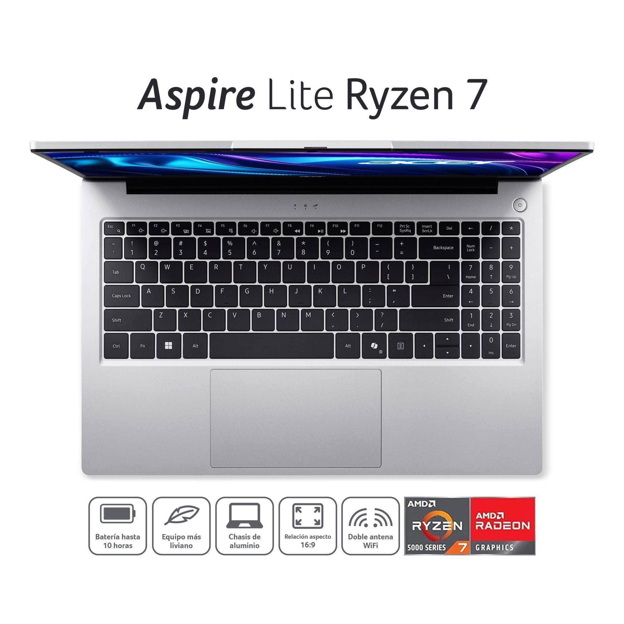 Notebook Aspire Lite AL15-41P-R0ZY-2 AMD Ryzen 7 8GB RAM 512GB SSD 15,6" FHD-5