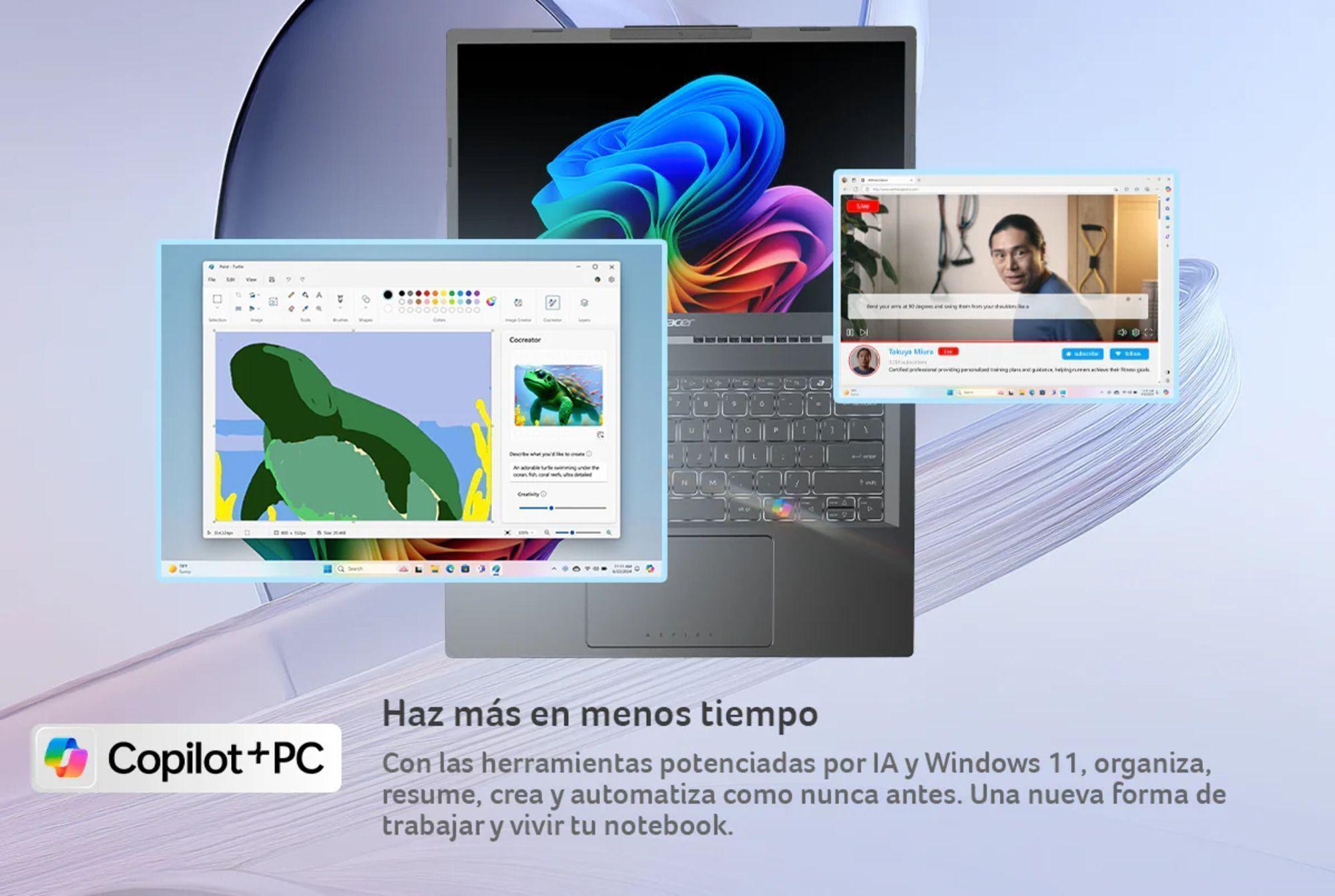 Notebook Acer Copilot+ PC Touch A14-52MT-59PE Intel Ultra 5 40 TOPS IA 16GB RAM 512GB SSD 14" WUXGA-6