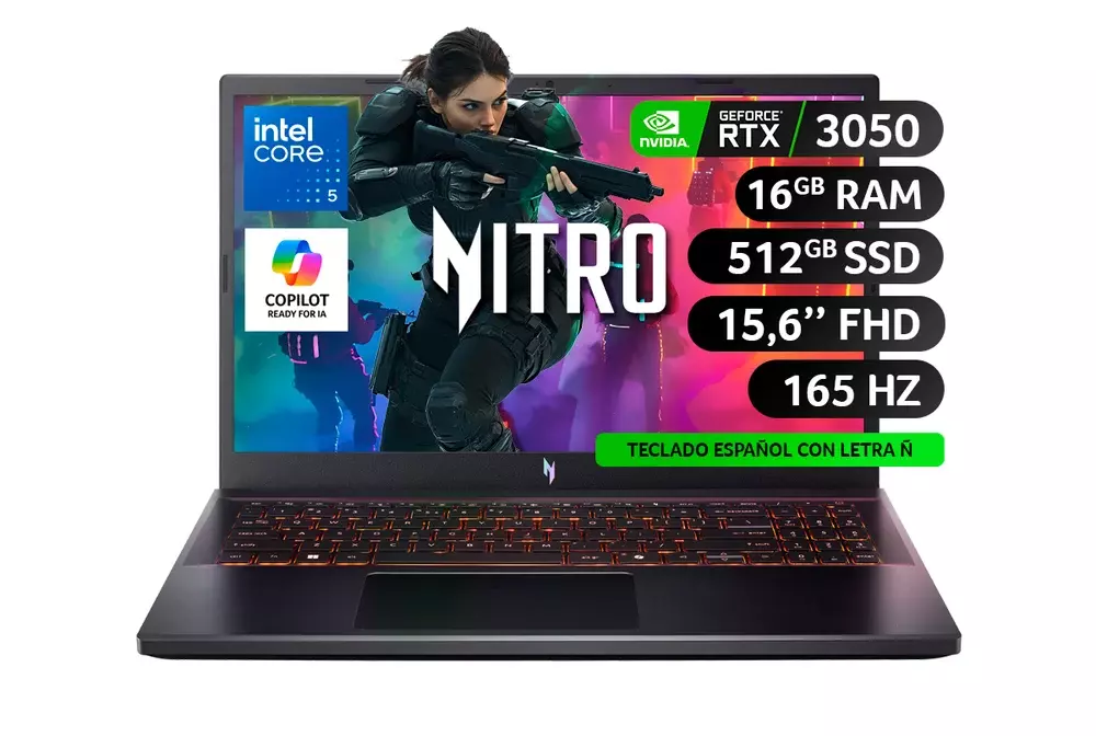 Notebook Gamer Nitro V15 ANV15 52 51Z7 1 Intel Core 5 RTX 3050 16GB RAM 512GB SSD 15 6 FH-0
