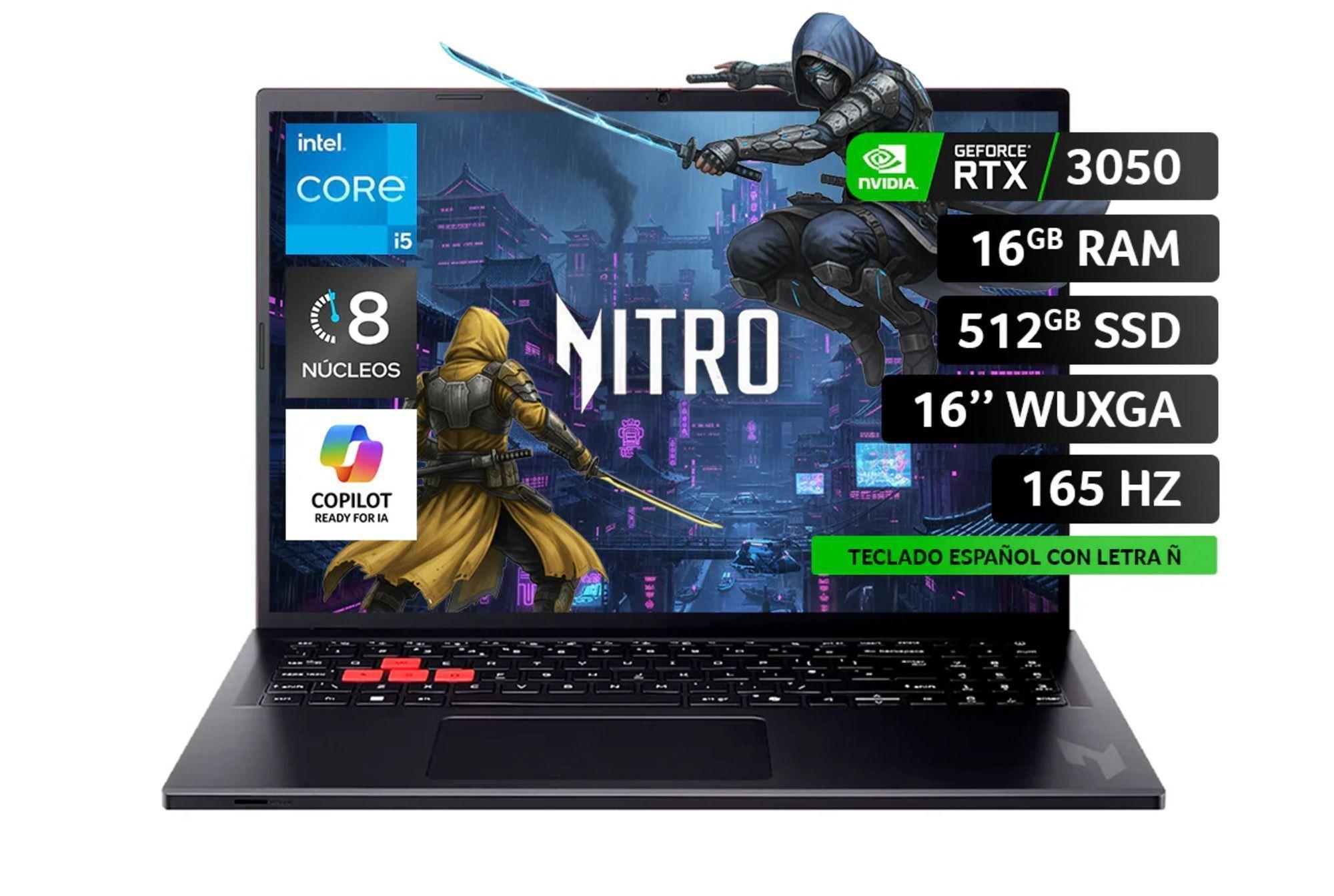 Notebook Gamer Acer Nitro Lite NL16-71G-56Q8-1 Intel Core i5 RTX 3050 16GB RAM 512GB 16" WUXGA 165Hz-0