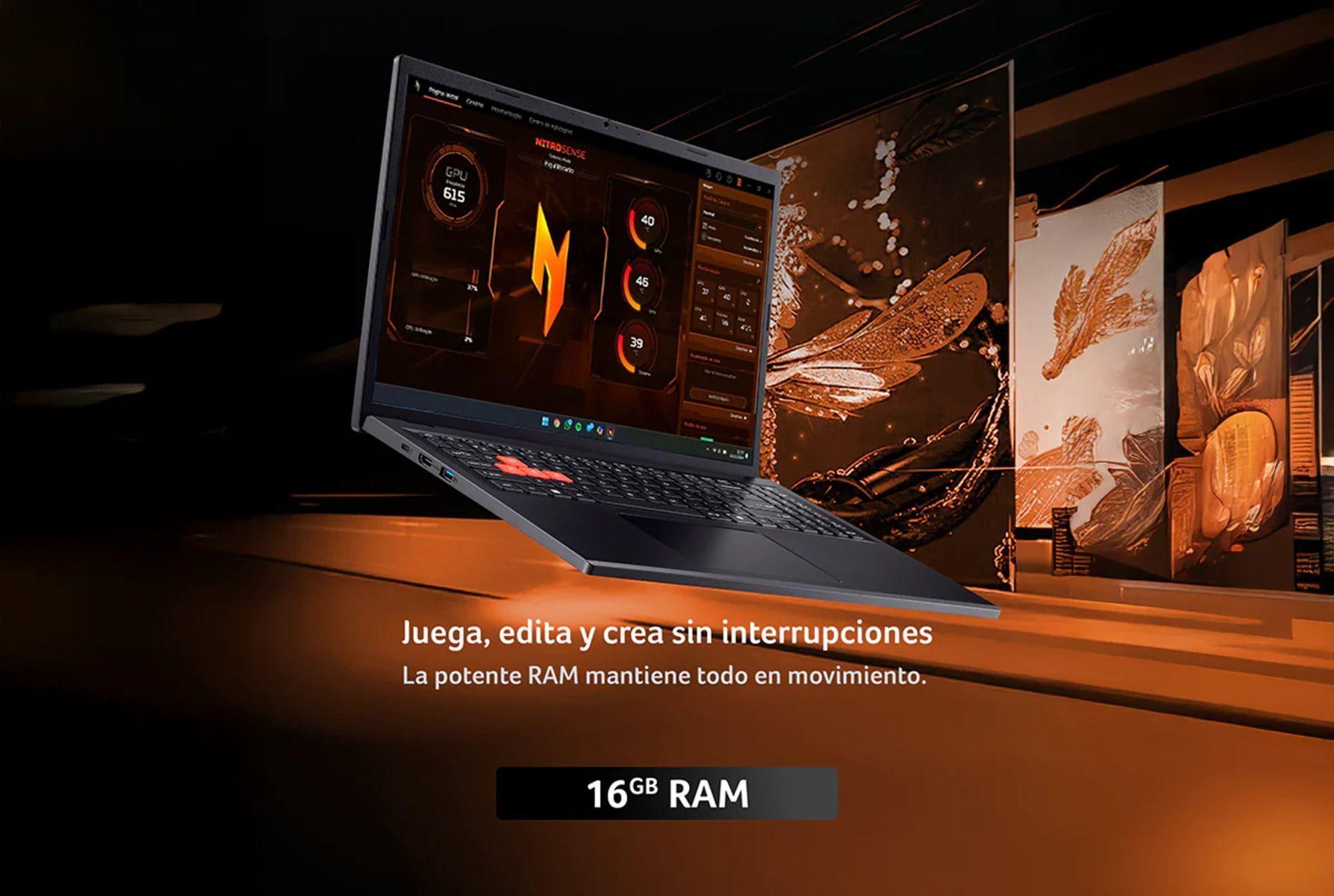 Notebook Gamer Acer Nitro Lite NL16-71G-56Q8-1 Intel Core i5 RTX 3050 16GB RAM 512GB 16" WUXGA 165Hz-2
