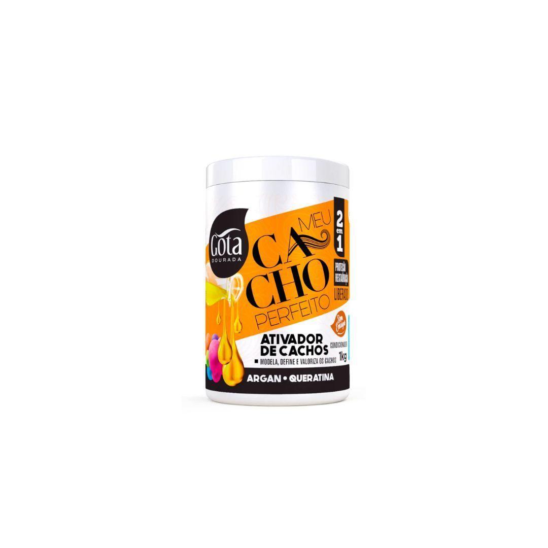 Shampoo + acond 300ml + Crema 1kg Cachos Oil Argan Gota Dourada-3