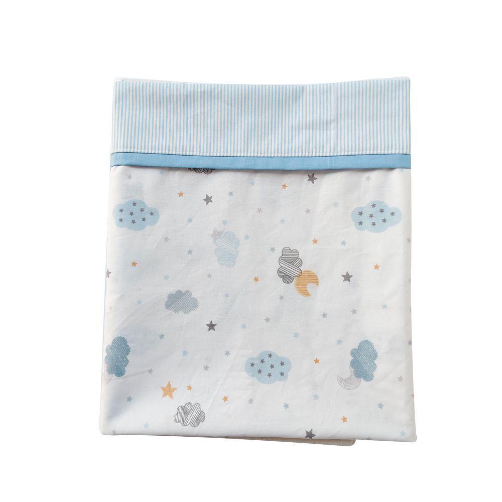 Set de Sábanas para Colecho 3 Piezas Diseño Nubes y Lunas Azul-3