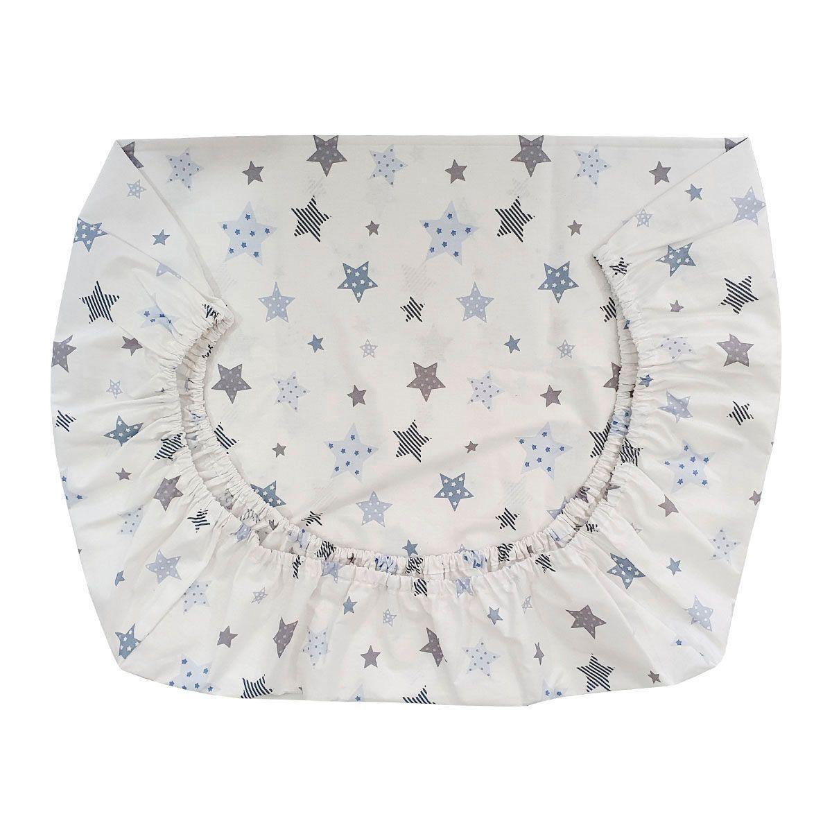 Set de Sábanas para Colecho 3 Piezas Diseño Estrellas Azul-4