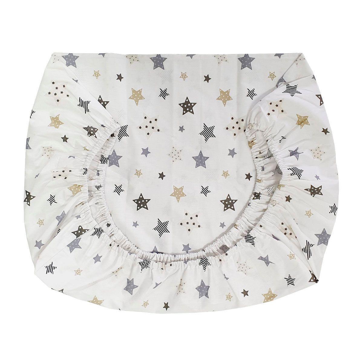 Set de Sábanas para Colecho 3 Piezas Diseño Estrellas Beige-3