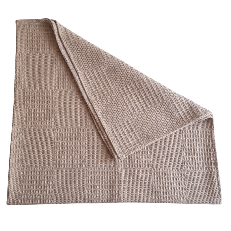 Manta de Algodón Waffle 100% algodón color Beige - 100cm x 100cm-2