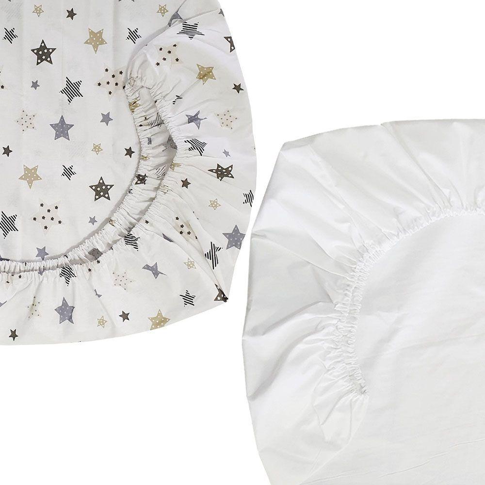 Set de 2 S banas Bajeras para Cuna Pack and Play Estrellas Crema-2