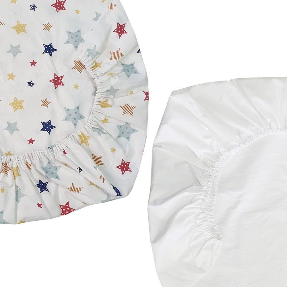 Set de 2 S banas Bajeras para Cuna Pack and Play Estrellas Colores-2