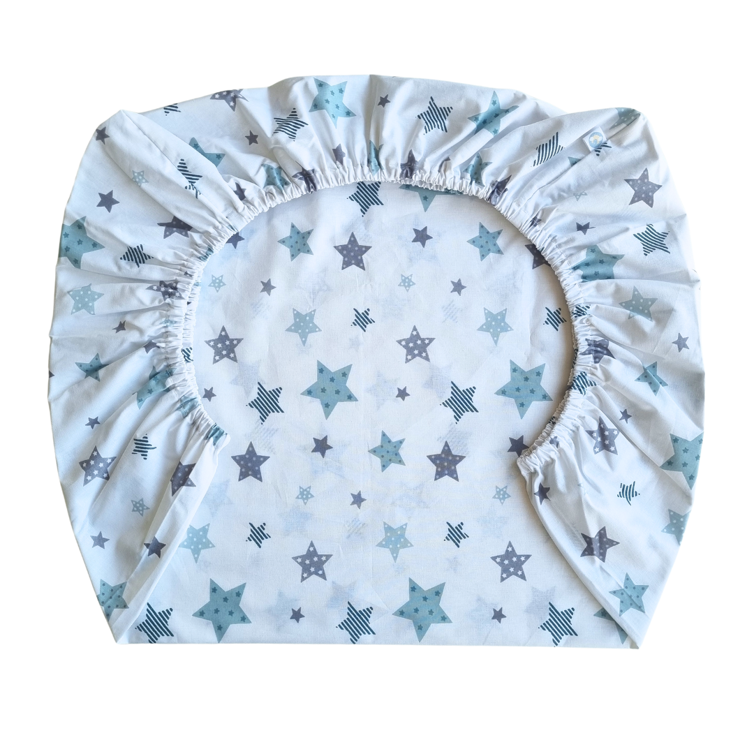 Set de Sábanas para Colecho 3 Piezas Diseño Estrellas Verde-2