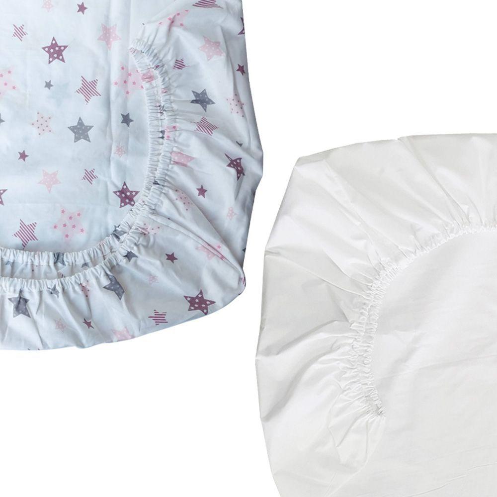 Set de 2 Sabanas Bajeras para Cuna Pack and Play Estrellas Rosa-2