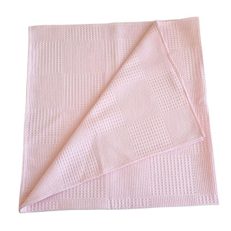 Manta de Algodón Waffle 100% algodón color Rosa - 100cm x 100cm-2