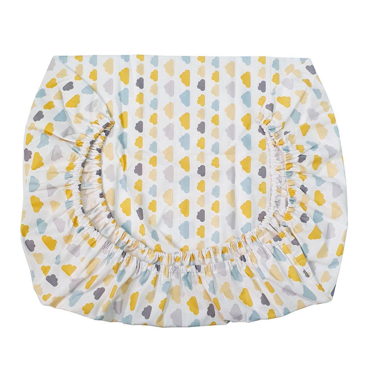 Set de Sábanas para Colecho 3 Piezas Diseño Nubesitas Amarillo-4