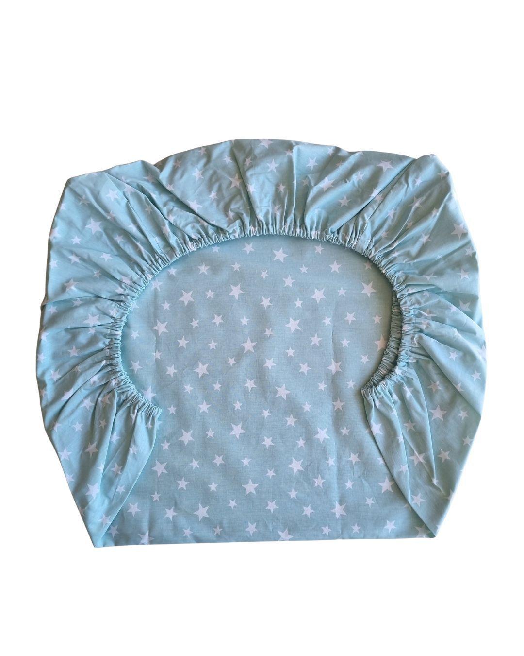 Set de 2 Sábanas Bajeras para colecho Mini Estrellas Blancas Fondo VERDE-2