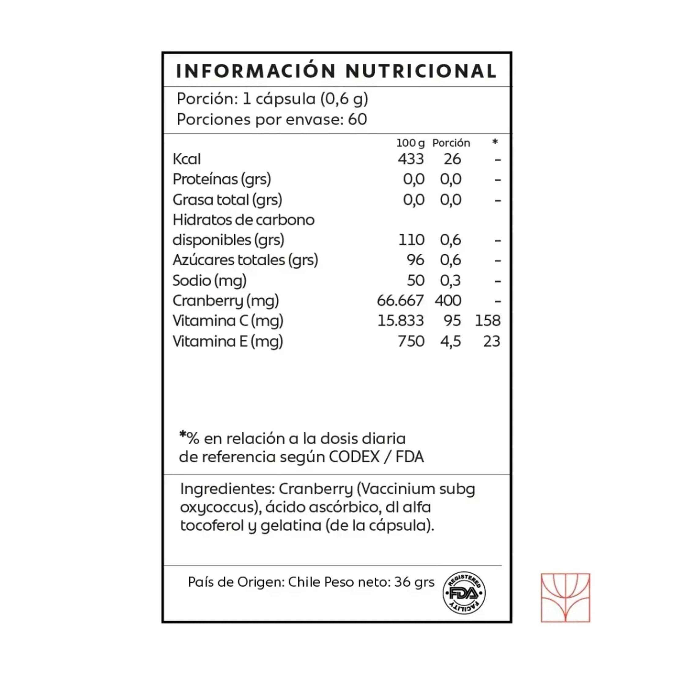 Cranberry + Vitamina C y E - 60 Caps  | Mind Nutrition-1