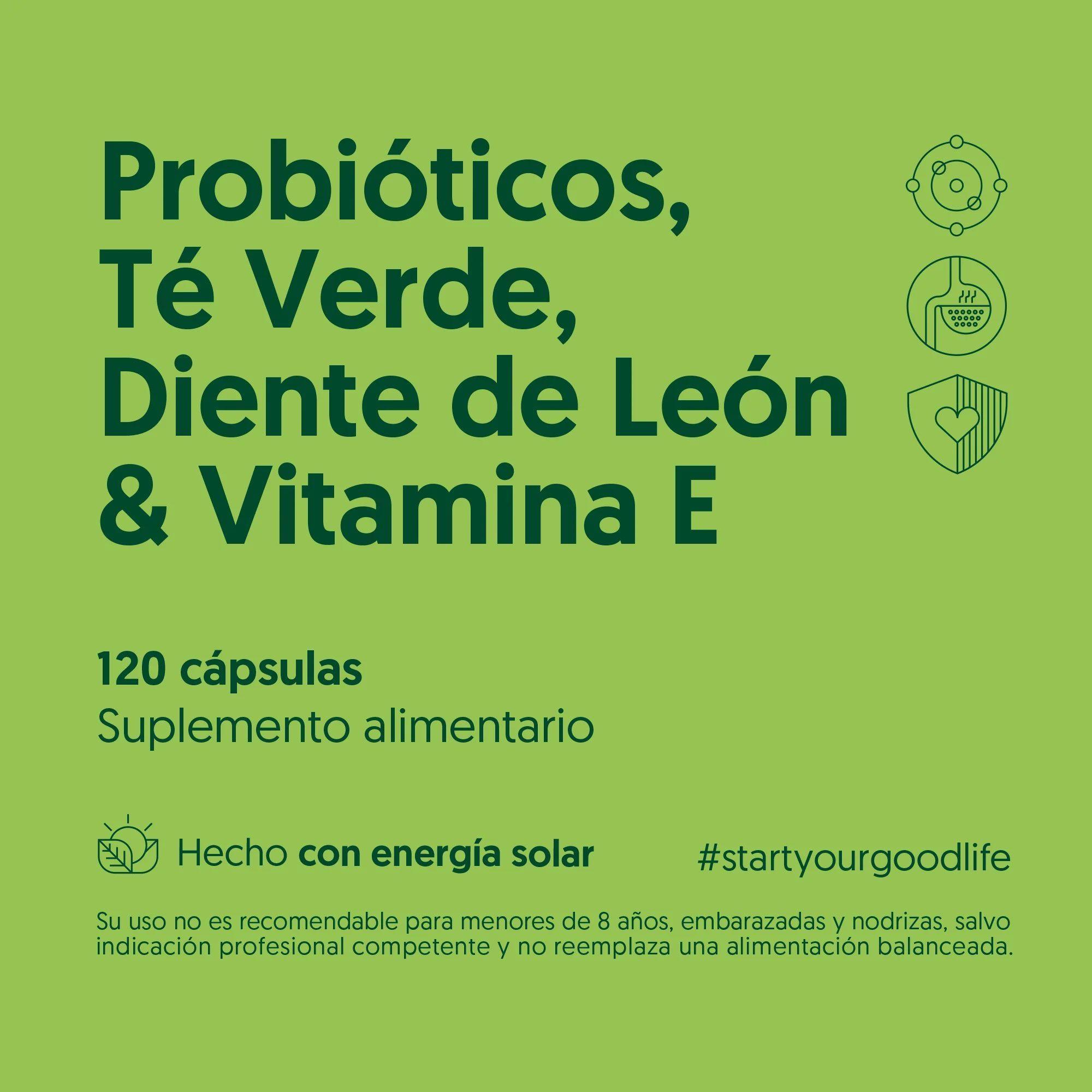 Probióticos, Te Verde, Diente De Leon & Vit E - 120 Caps | Biostream-3