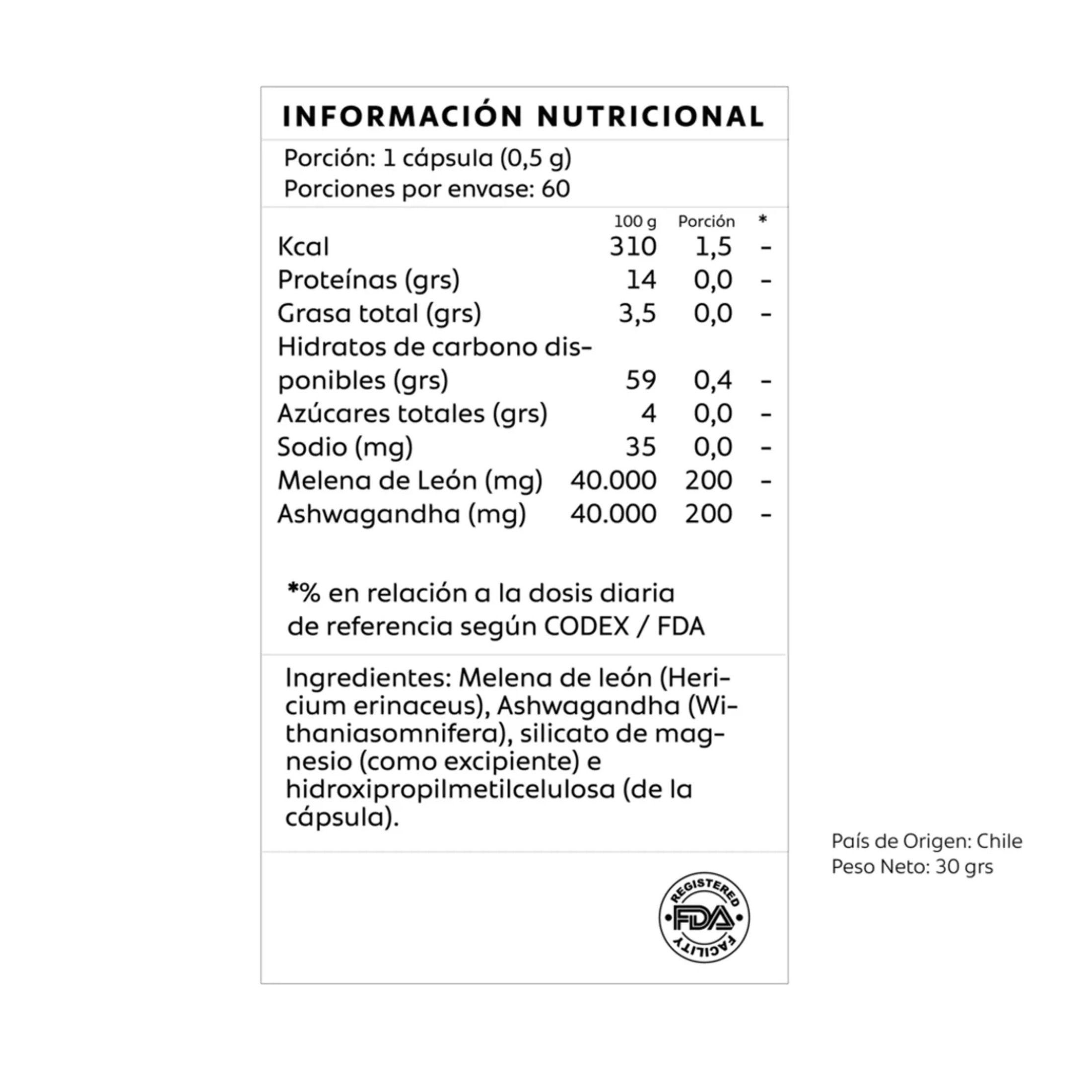 Melena De León + Ashwagandha - 60 caps | Mind Nutrition-1