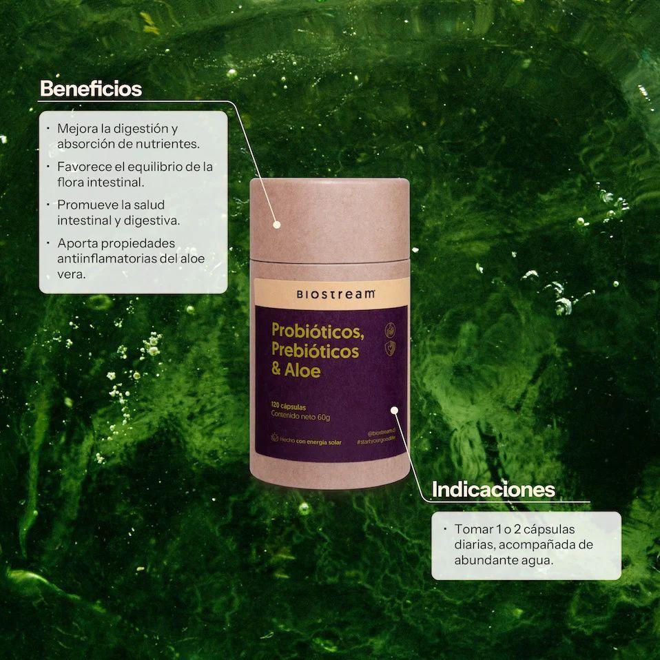 Probióticos, Prebioticos & Aloe - 120 Caps | Biostream-2