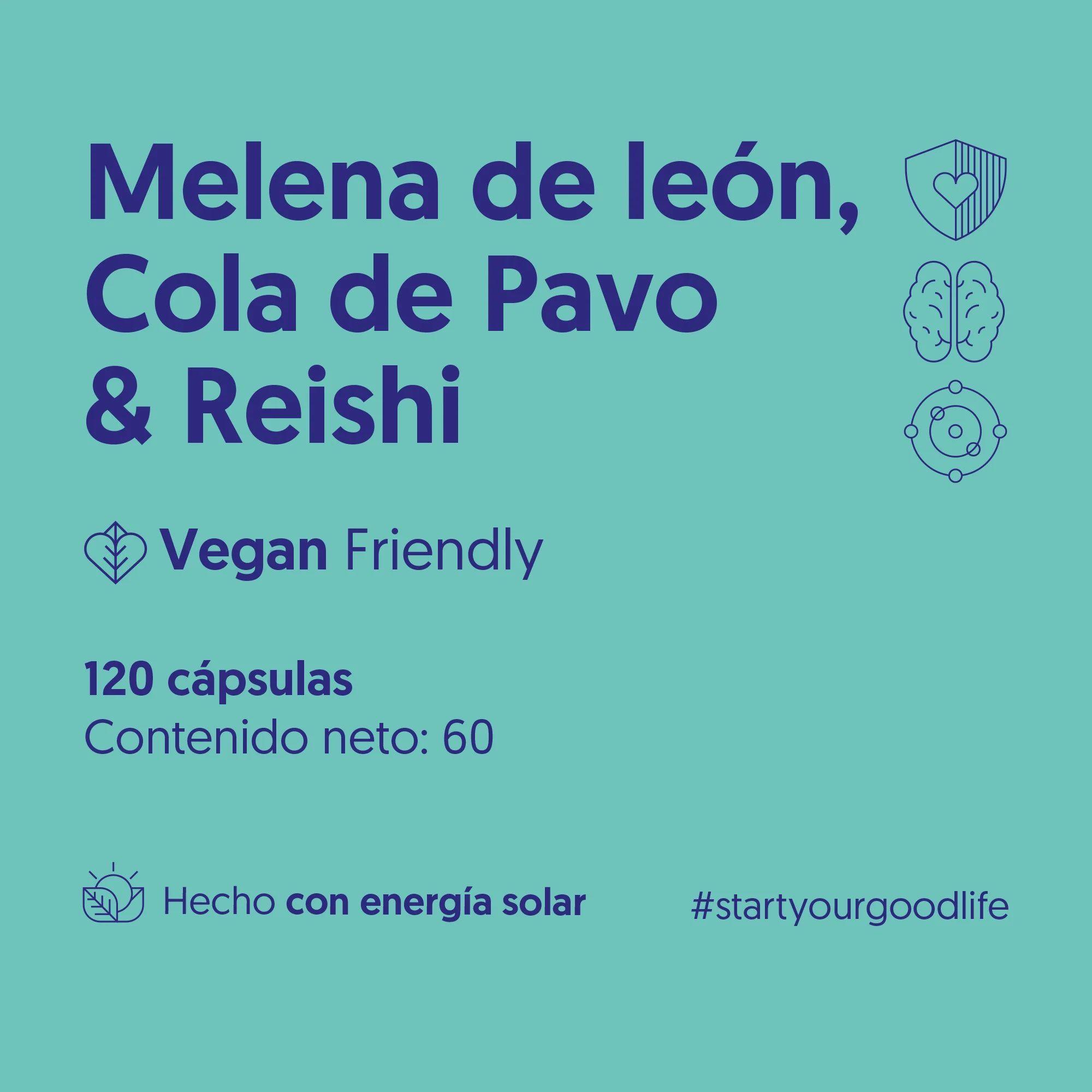 Melena De Leon + Cola De Pavo & Reishi - 120 Caps | Biostream-3