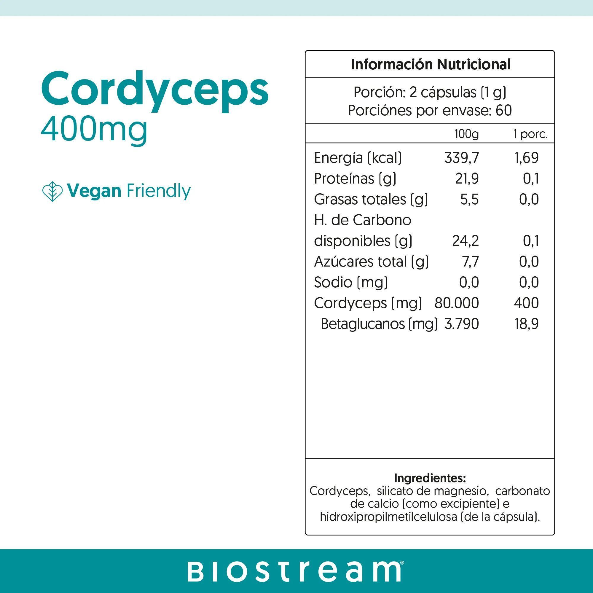 Hongo Cordyceps 400mg - 120 Caps | Biostream-1