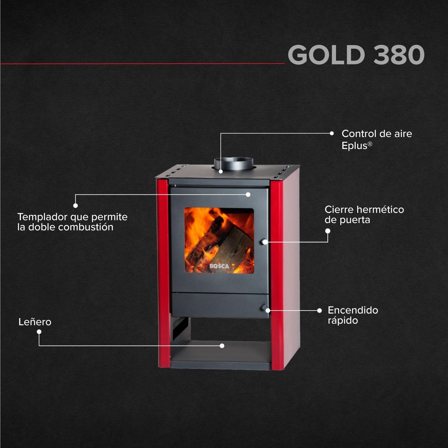 Pack Calef. Bosca a Leña Gold 380 Burdeo + Kit Instalacion-2