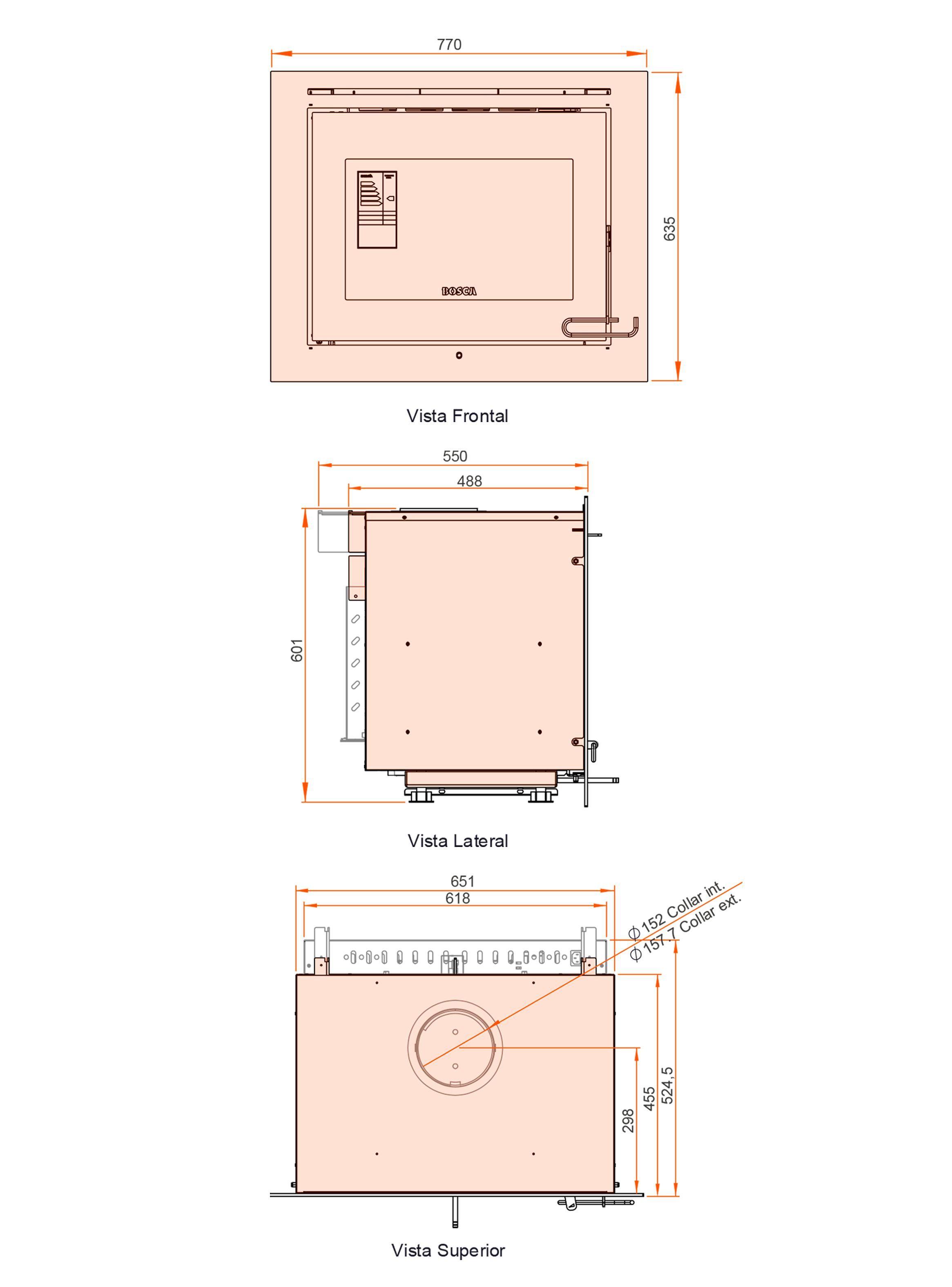 Calefactor Bosca Chimenea Gold Insert 500-5