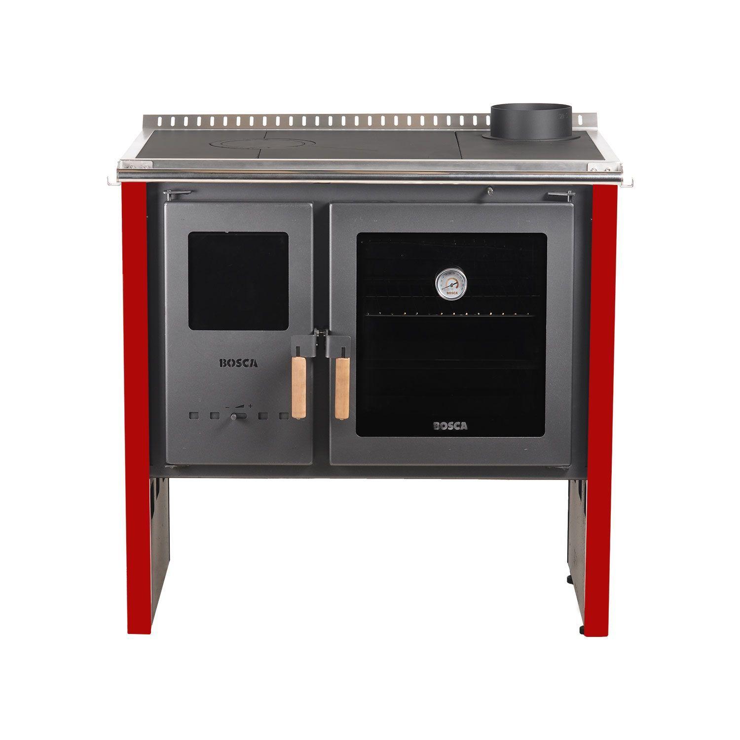 Pack Cocina a Leña Bosca Hestia 90 Rojo + Kit Base-2