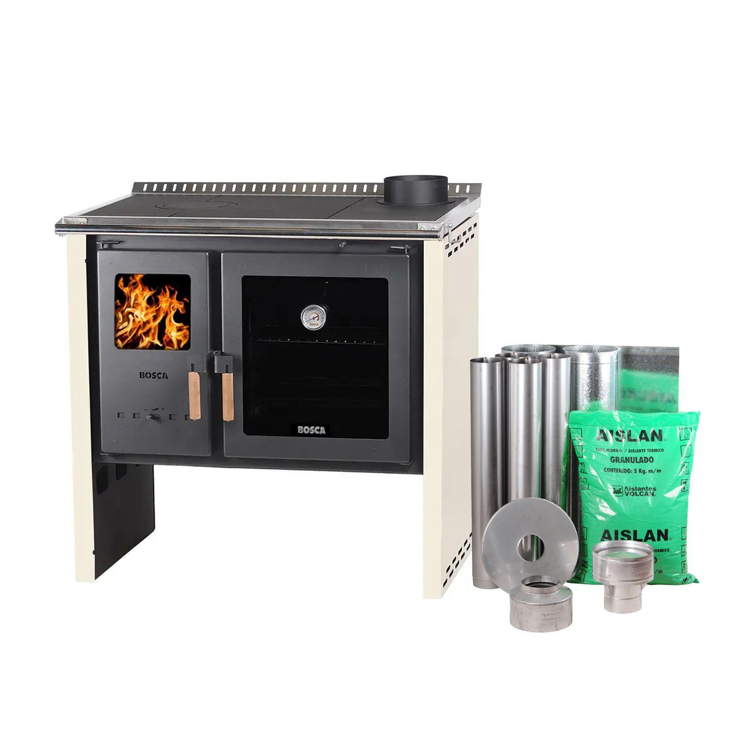 Pack Cocina a Leña Bosca Hestia 90 Marfil + Kit Base-0