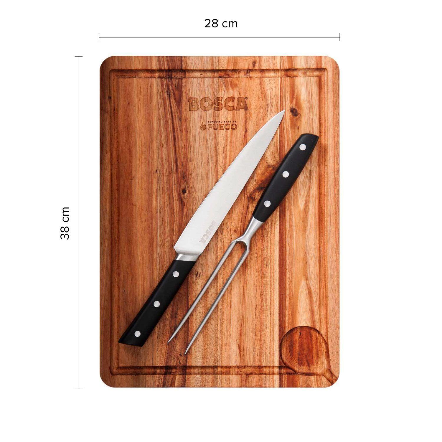 Tabla Parrillera + Cuchillo Y Tenedor Bosca-3