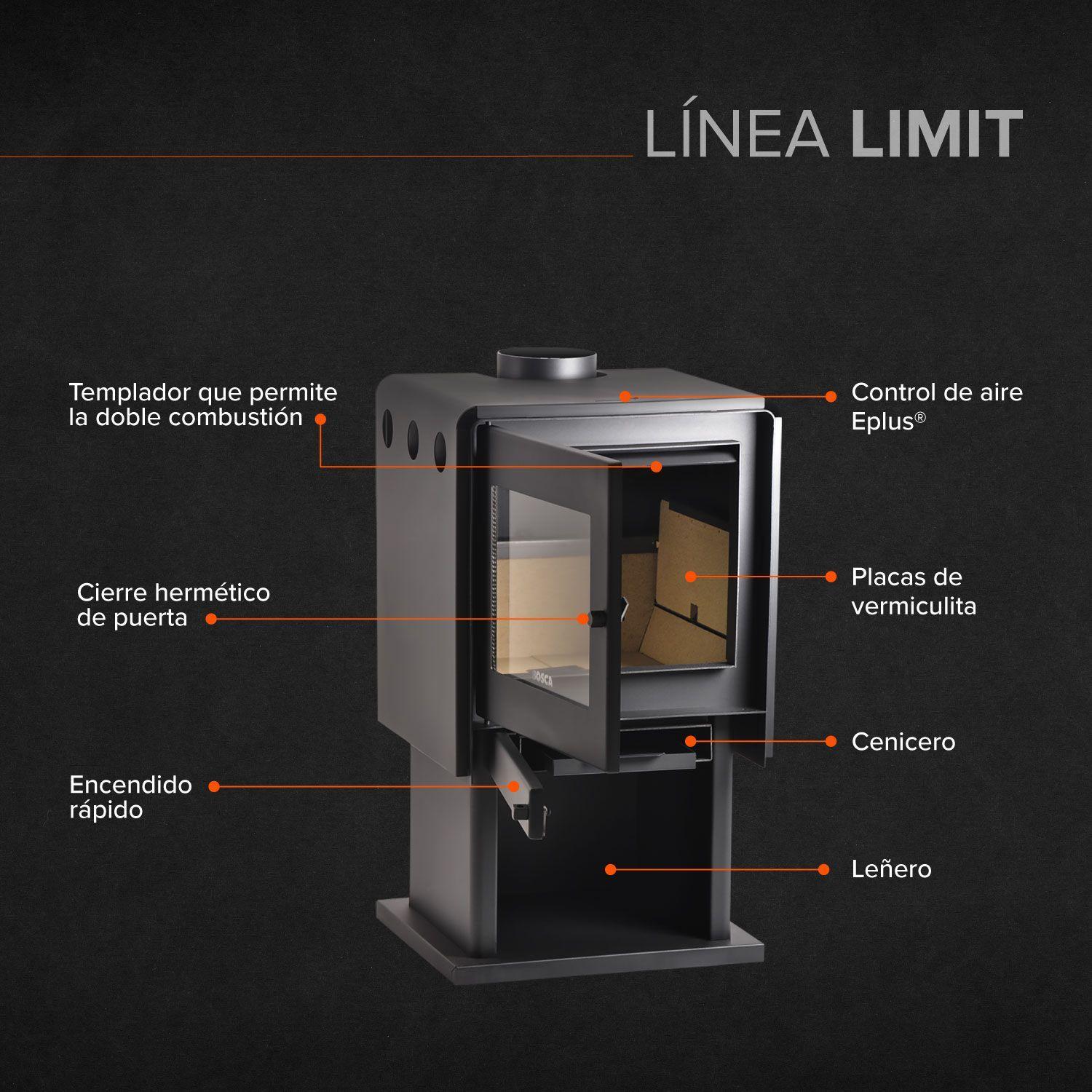 Pack Estufa a Leña Limit 350 + kit de instalación-2