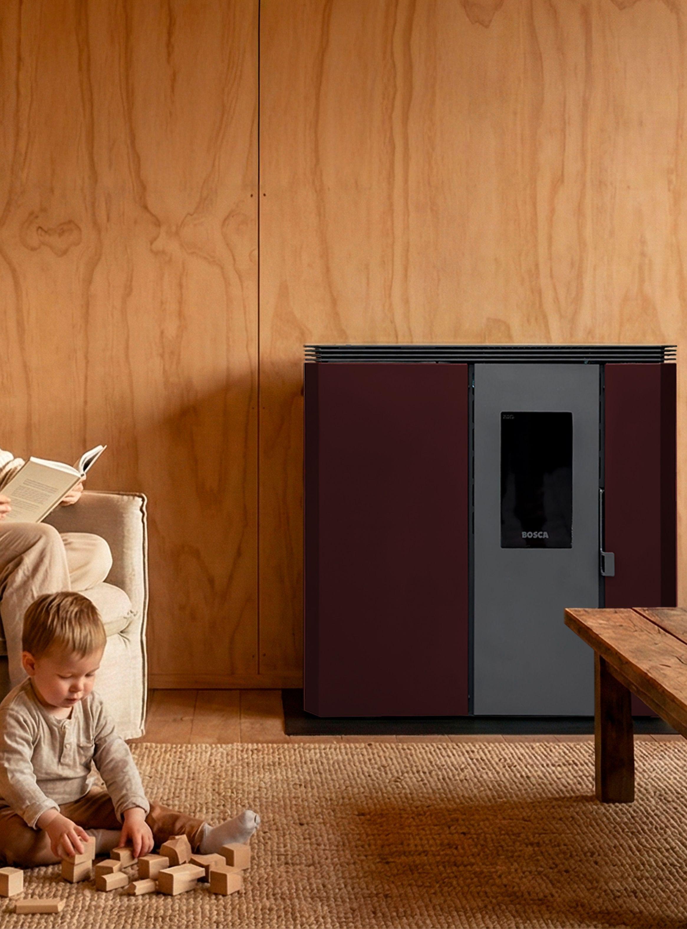 Estufa a pellet de pasillo Black Vision Fit Burdeo + kit de instalación-3