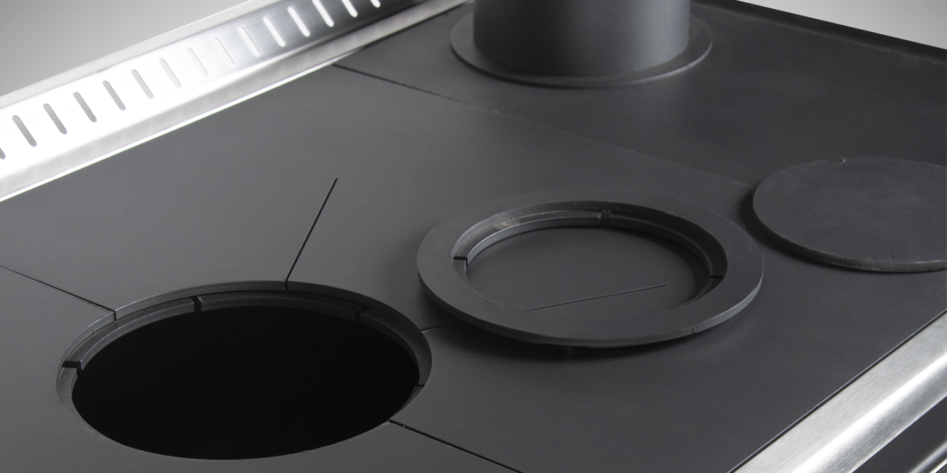 Pack Cocina a Leña Bosca Hestia 90 Charcoal + Kit Base-4